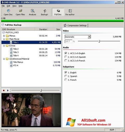 스크린 샷 DVD Shrink Windows 10