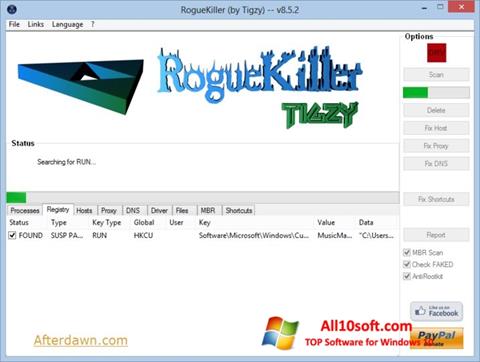 스크린 샷 RogueKiller Windows 10