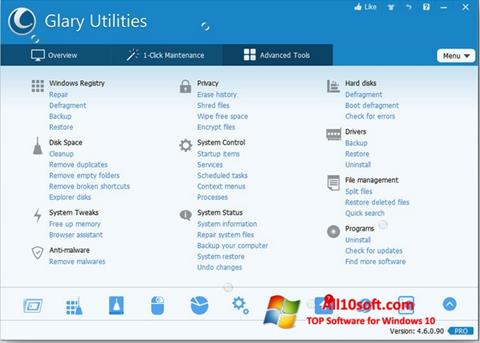 스크린 샷 Glary Utilities Pro Windows 10