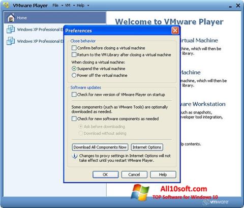 스크린 샷 VMware Player Windows 10