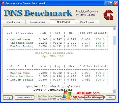 스크린 샷 DNS Benchmark Windows 10
