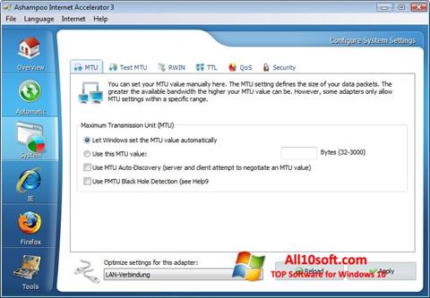스크린 샷 Ashampoo Internet Accelerator Windows 10