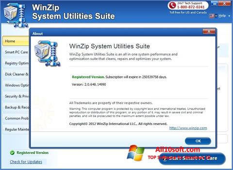 스크린 샷 WinZip System Utilities Suite Windows 10