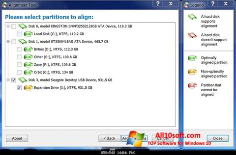 스크린 샷 Paragon Alignment Tool Windows 10