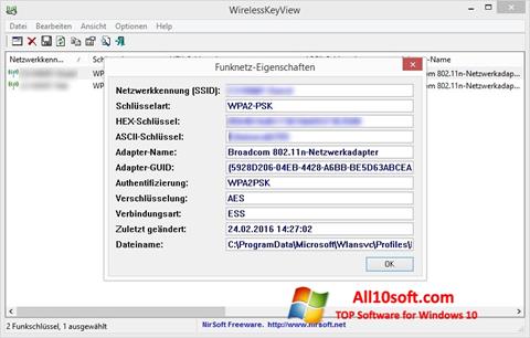 스크린 샷 WirelessKeyView Windows 10