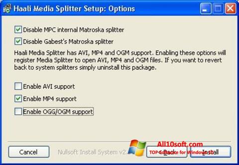 스크린 샷 Haali Media Splitter Windows 10