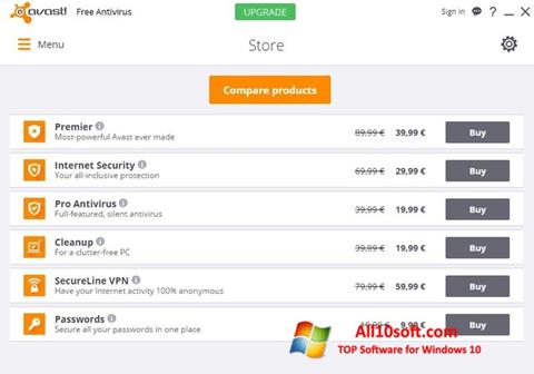 스크린 샷 Avast Free Antivirus Windows 10