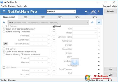 스크린 샷 NetSetMan Windows 10
