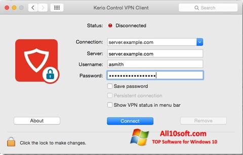 스크린 샷 Kerio VPN Client Windows 10