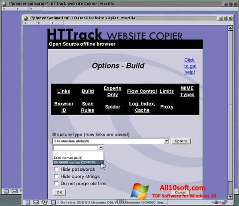 스크린 샷 HTTrack Website Copier Windows 10