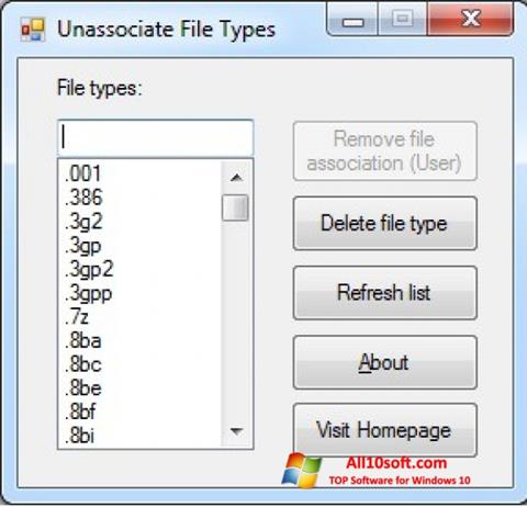 스크린 샷 Unassociate File Types Windows 10