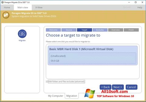스크린 샷 Paragon Migrate OS to SSD Windows 10