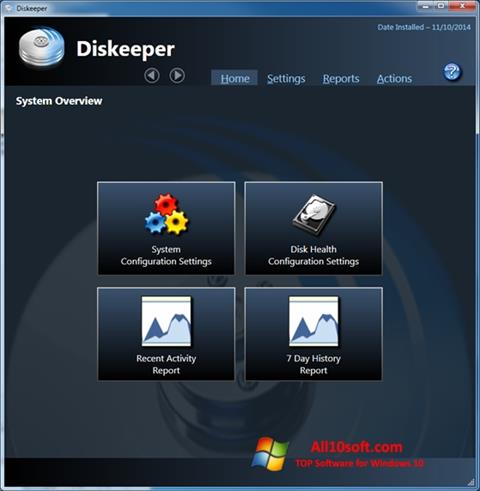 스크린 샷 Diskeeper Windows 10