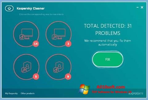 스크린 샷 Kaspersky Cleaner Windows 10