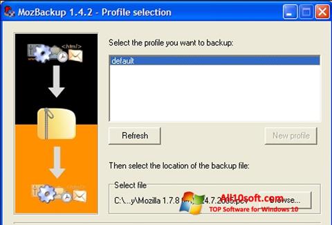 스크린 샷 MozBackup Windows 10