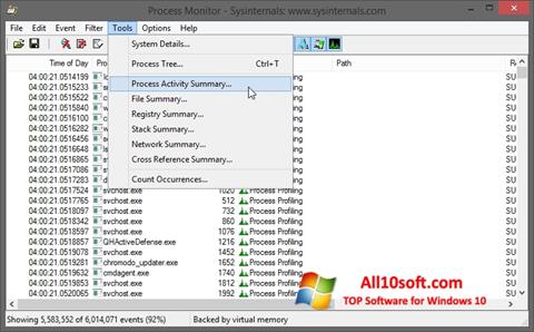 스크린 샷 Process Monitor Windows 10