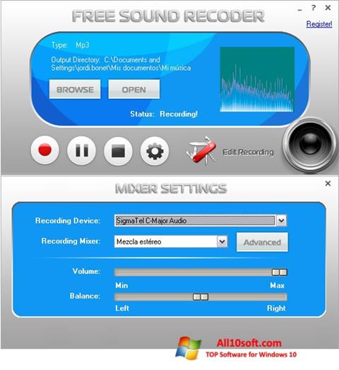 스크린 샷 Free Sound Recorder Windows 10