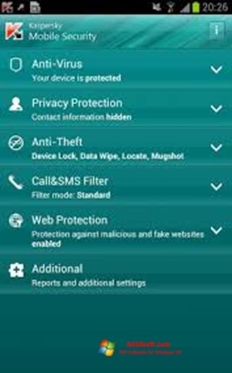 스크린 샷 Kaspersky Mobile Security Windows 10