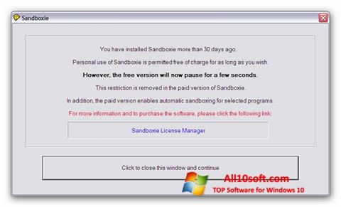 스크린 샷 Sandboxie Windows 10