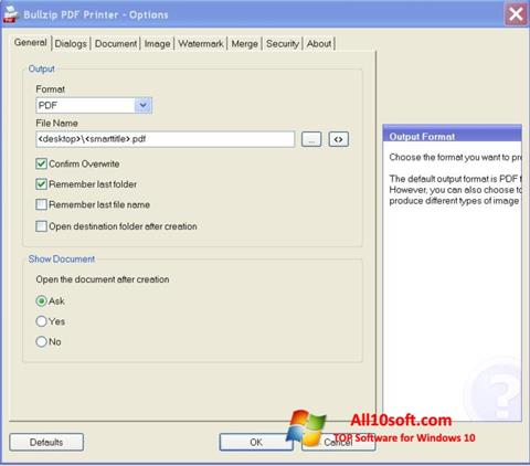스크린 샷 BullZip PDF Printer Windows 10
